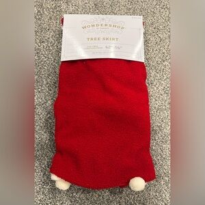 Wondershop Festive Holiday Christmas Minimalist Red Tree Skirt White Poms